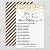 Gold Confetti Hoe goed ken je verjaardagsmeisje? (Voorkant / Achterkant)