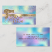 Gold Confetti, holografisch, Glitter Hairdrayer Visitekaartje (Voorkant / Achterkant)