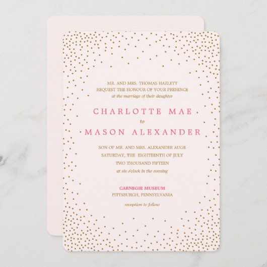 GOLD CONFETTI huwelijksuitnodiging Kaart (Voorkant / Achterkant)