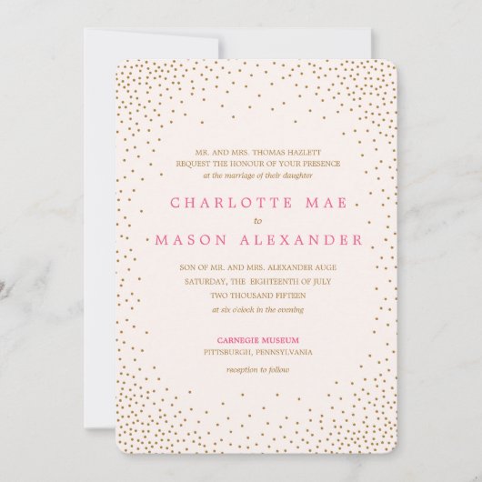 GOLD CONFETTI huwelijksuitnodiging Kaart (Voorkant)