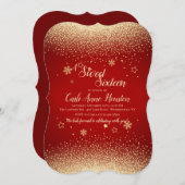 Gold Confetti Invitation Kaart (Voorkant / Achterkant)