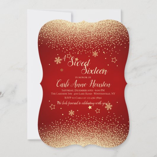 Gold Confetti Invitation Kaart (Voorkant)