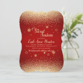 Gold Confetti Invitation Kaart (Staand voorkant)