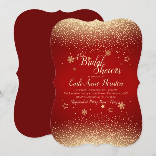 Gold Confetti Invitation Kaart (Voorkant / Achterkant)