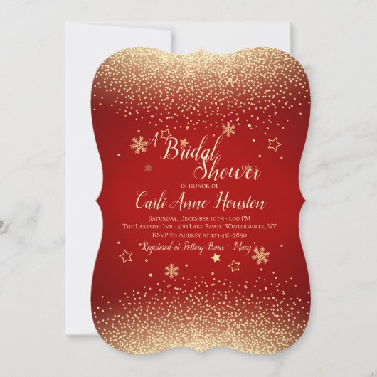 Gold Confetti Invitation Kaart (Voorkant)
