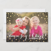 Gold Confetti Joy en Cheer Holiday-fotokaart Feestdagenkaart (Voorkant)