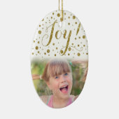 Gold Confetti Joy Sparkle Vakantie Keramisch Ornament (Rechts)