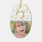 Gold Confetti Joy Sparkle Vakantie Keramisch Ornament (Links)