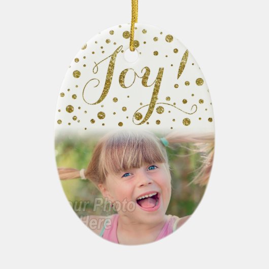 Gold Confetti Joy Sparkle Vakantie Keramisch Ornament (Voorkant)