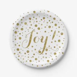 Gold Confetti Joy Sparkle Vakantie Papieren Bordje