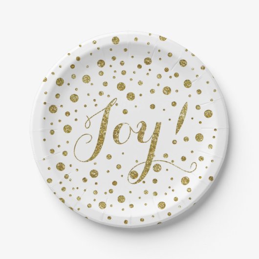 Gold Confetti Joy Sparkle Vakantie Papieren Bordje (Voorkant)