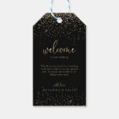 Gold Confetti kalligrafie script bruiloft welkom Cadeaulabel (Voorkant)