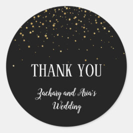 Gold Confetti-kalligrafie|Zwart bedankt voor Ronde Sticker