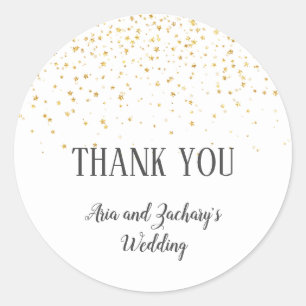 Gold Confetti kalligraphy Weddenschap Hartelijk da Ronde Sticker