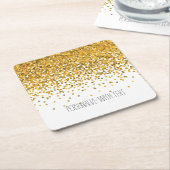 Gold Confetti Kartonnen Onderzetters (Schuin)