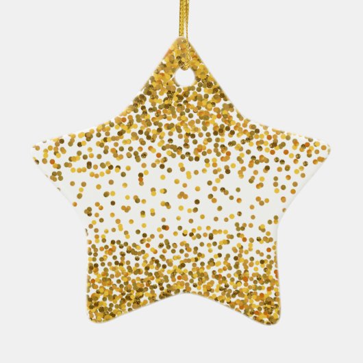 Gold Confetti Keramisch Ornament (Achterkant)