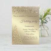Gold confetti kerstboomfeest kaart (Staand voorkant)