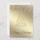 Gold confetti kerstboomfeest kaart (Achterkant)