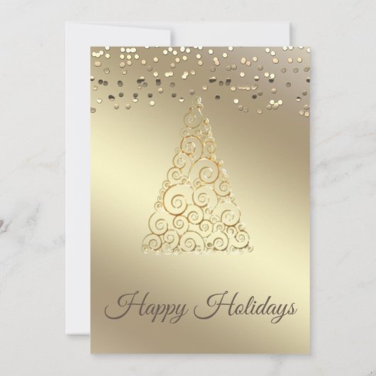 Gold confetti kerstboomfeest kaart (Achterkant)