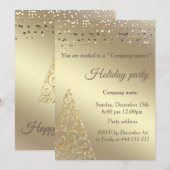 Gold confetti kerstboomfeest kaart (Voorkant / Achterkant)