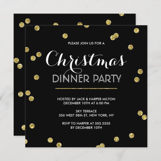 Gold Confetti kerstparty (aangepaste kleur) Kaart (Voorkant / Achterkant)