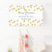 Gold Confetti kerstpatroon met blauw Spandoek (Insitu)