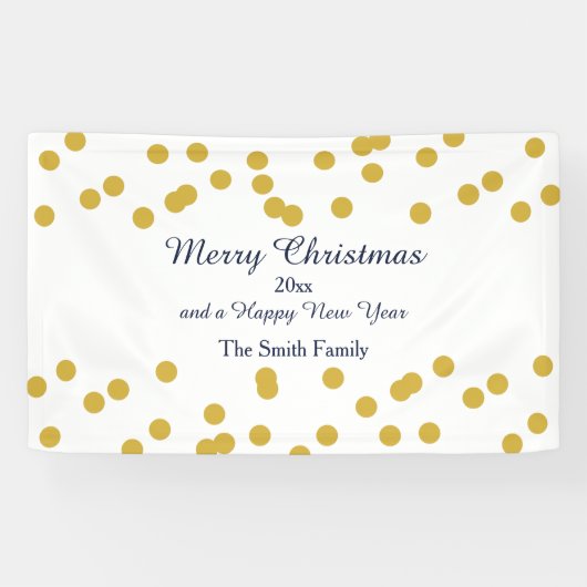 Gold Confetti kerstpatroon met blauw Spandoek (Horizontaal)