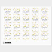 Gold Confetti kerstpatroon met blauw Vierkante Sticker (Vel)