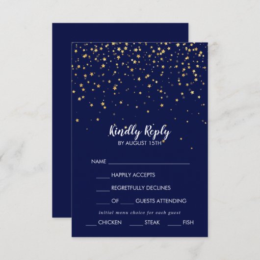 Gold Confetti | Keuze van het menu Navy Wedding RS (Voorkant / Achterkant)