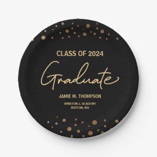 Gold Confetti Klasse van 2021 afstuderen Papieren Bordje