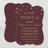 Gold Confetti Love Bourgogne bruiloft Uitnodigen Kaart (Voorkant / Achterkant)