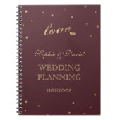 Gold Confetti Love Bourgogne Wedding Planner Notitieboek (Voorkant)