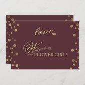 Gold Confetti Love Bourgondië Wedding Bloemenmeisj (Voorkant / Achterkant)