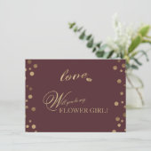 Gold Confetti Love Bourgondië Wedding Bloemenmeisj (Staand voorkant)