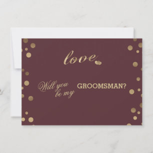 Gold Confetti Love Bourgondische bruiloft Groomsma Kaart