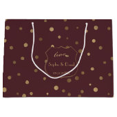 Gold Confetti Love Burgundy Wedding Groot Cadeauzakje (Voorkant)