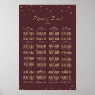 Gold Confetti Love Burgundy Wedding Poster