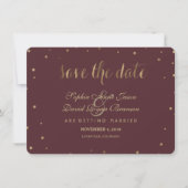 Gold Confetti Love Burgundy Wedding Save the Date (Voorkant)