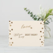 Gold Confetti Love Champagne Wedding Beste Man Kaart (Staand voorkant)