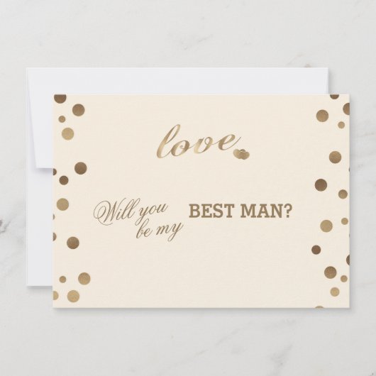 Gold Confetti Love Champagne Wedding Beste Man Kaart (Voorkant)