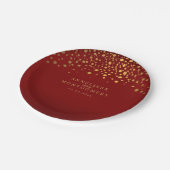 Gold Confetti Maroon Red Papieren Bordje (Gekanteld)