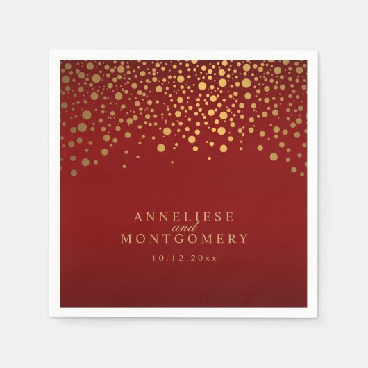 Gold Confetti Maroon Red Servet (Voorkant)