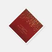 Gold Confetti Maroon Red Servet (Hoek)