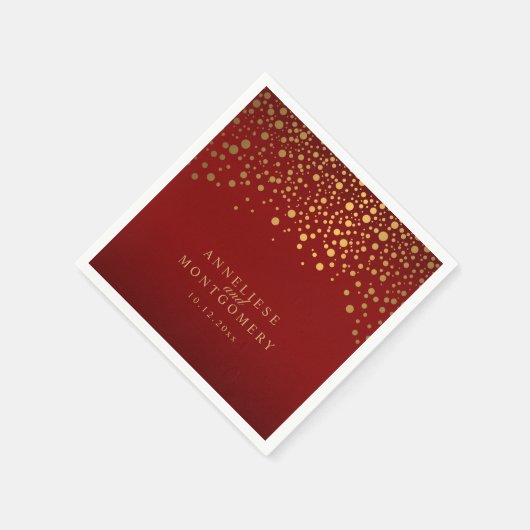 Gold Confetti Maroon Red Servet (Hoek)