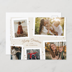Gold Confetti Memories Christmas Photo Briefkaart