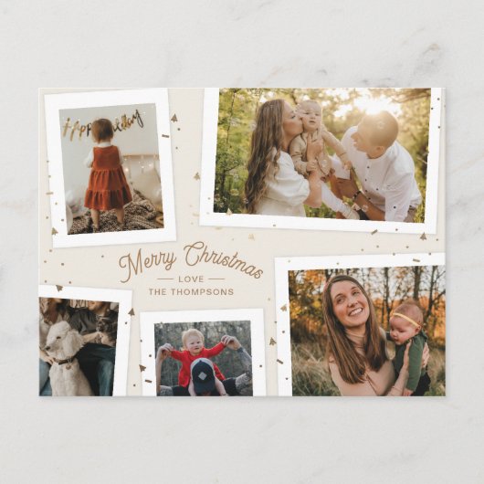 Gold Confetti Memories Christmas Photo Briefkaart (Voorkant)