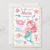 Gold confetti Mermaid Birthday Uitnodiging (Voorkant)