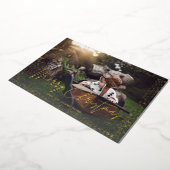 Gold Confetti Merry-kerstfoto Folie Uitnodiging (Gedraaid)