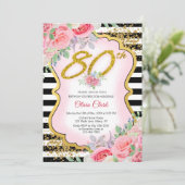 Gold Confetti met roze Floral 90e verjaardag Kaart (Staand voorkant)