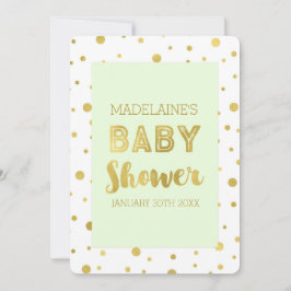 Gold Confetti Mint Green Baby Shower-uitnodigingen Kaart